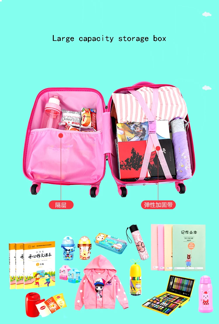 Children's Cartoon Suitcase Child Trolley Case Luggage Kids Schoolbags Travel Suitcase with Wheels 3D 18inch Case Kid's Toys Box