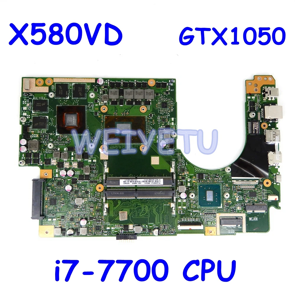 

X580VD i7-7700 процессор GTX1050 материнская плата для ASUS X580 X580V X580VD Материнская плата ноутбука REV 2,0 100% тестовая работа