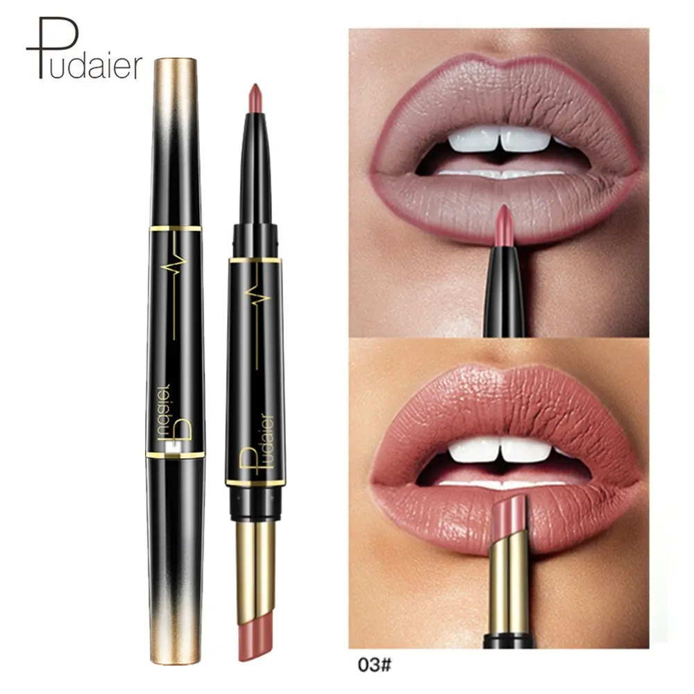 Двухсторонняя матовая губная помада Pudaier водостойкие стойкие помады нюдовая с