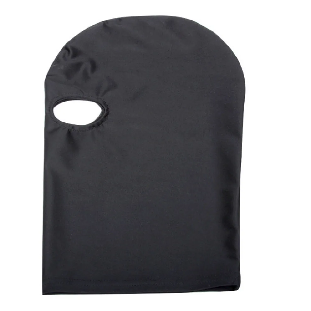 Черная ФЕТИШ с открытым ртом капюшоном маска для раба голова бондаж взрослых