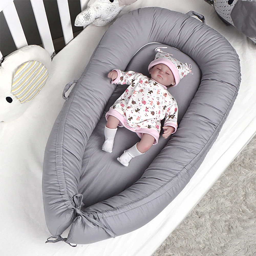 

Baby Nest Cotton Nursing Crib Solid Color Infant Cradle Carry Children Bassinet Folding Cot Detachable Mattress Nest For Baby