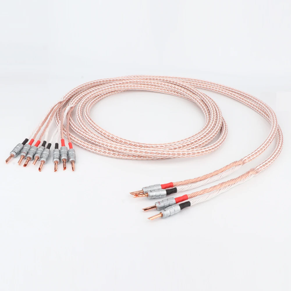 Пара 12TC Hifi акустический кабель с 2 разъемами типа банан для 2/4 разъемов Hi-end OCC