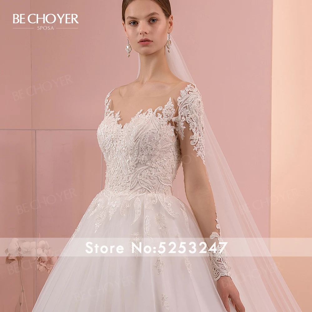 Vestido de Noiva лиф сердечком Кружевная аппликация свадебное платье длинный рукав