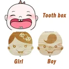 Деревянная детская коробка для хранения зубов, английскийиспанскийфранцузскийрусскийИтальянский зубы, органайзер для пупла Lanugo, подарочные пакеты, сохранить