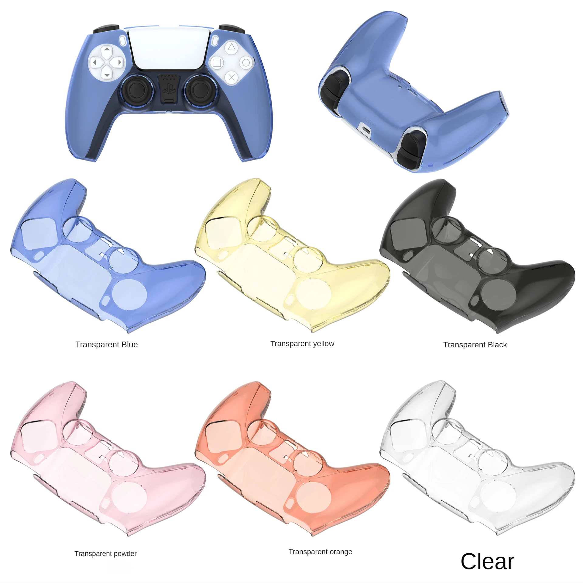 

15 Pieces For SONY PS5 Game Console Handle Ttransparent Protective Cover New PS5 Wwireless Game Handle Protective Shell Color