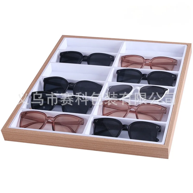 Storage Glasses Rack Sunglasses Dispaly Tray 12 Grid Velvet Display Case Storage Organizer Box Store Window