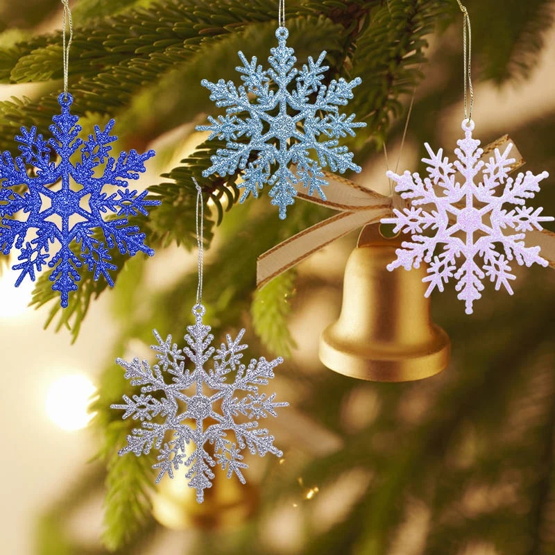 

6/12pc Multicolors Snowflakes Ornaments hristmas Tree Hanging Pendant Ornaments Decoration Party Navidad Tree Winter Decor