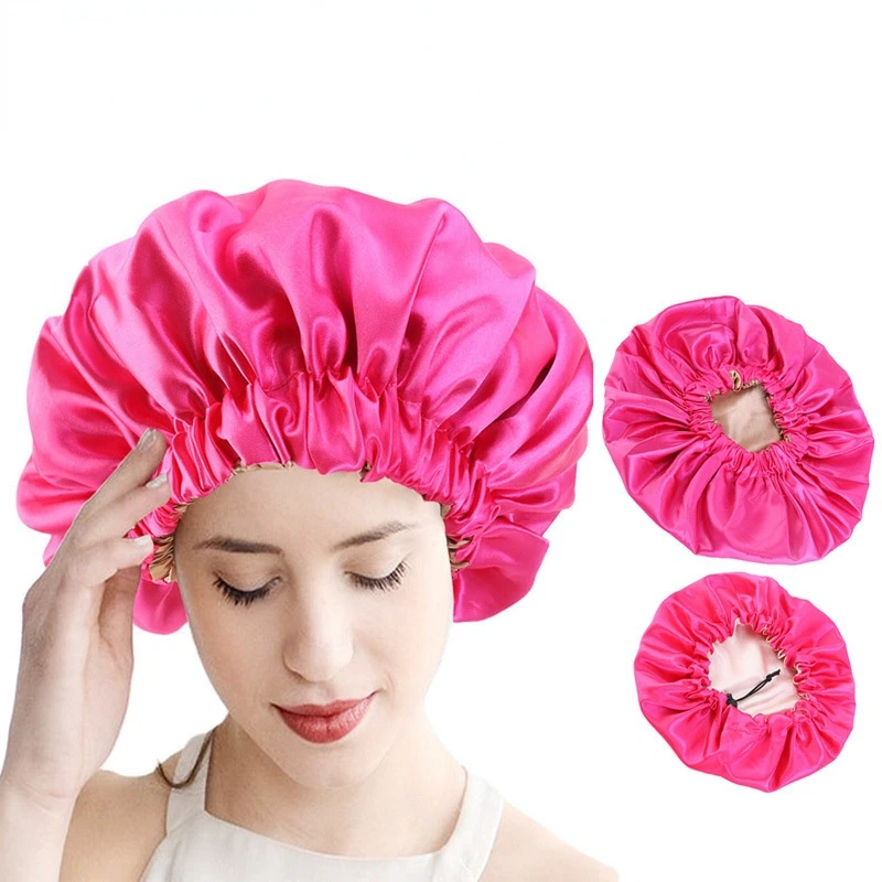 2pcs Silky Satin Sleeping Hair Bonnets For Mom And Kid Baby Shower Caps Parent Child Home Hat Beauty Salon Hat Matching Bonnets