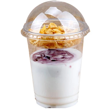 

50pcs 14oz 400ml transparent yogurt cup cold drink juice milk tea coffee plastic cups party favor dessert cup with plate and lid