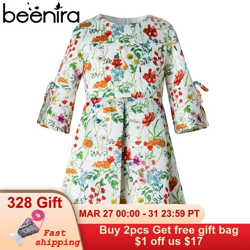 

Beenira Children Dress 2022 New European & American Style Kids Flore Pattern Bow Princess Dress Design 4-14Y girl Spring Dresses
