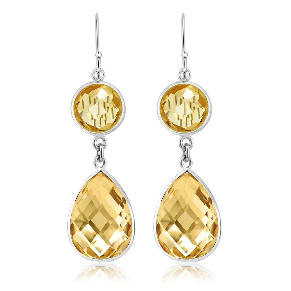 925 пробы серебряные серьги из натурального цитрина для женщин (13 00 шт/уп камень с