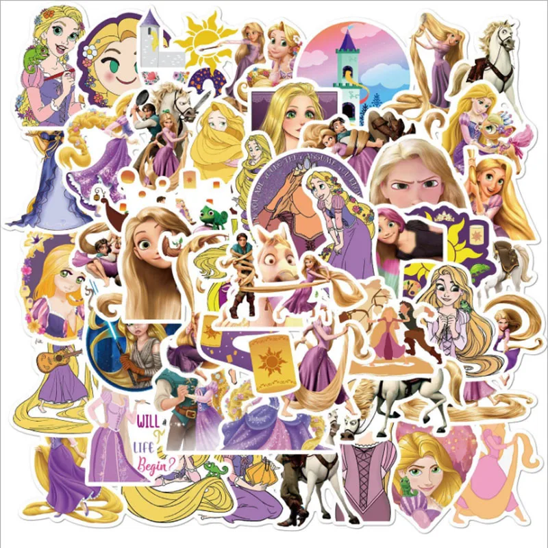 

50 pcs Movie Rapunzel Graffiti Waterproof Skateboard Travel Suitcase Phone Laptop Luggage Stickers Cute Kids Girl Toys