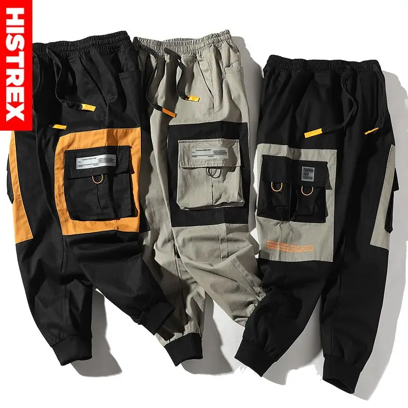 HISTREX 100 Cotton Harem Pockets Baggy Men Pant Work ClothesFamous Tatical Fashion Classic For Male Clothing Motorcycle HZ1B1# | Мужская