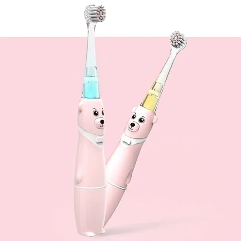

Baby Kids Waterproof Electric Toothbrush Cute Bear Handle LED Oral Cleaning Tool 11UF
