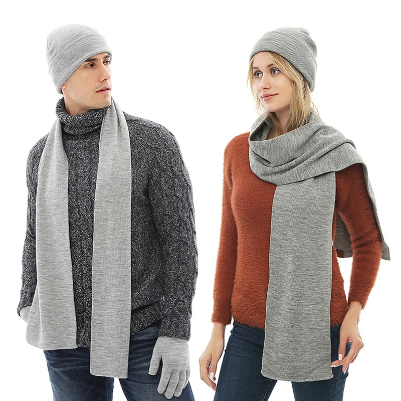 3 шт. зимние шапки для мужчин и женщин шапка шарф перчатки набор шапочки девочек