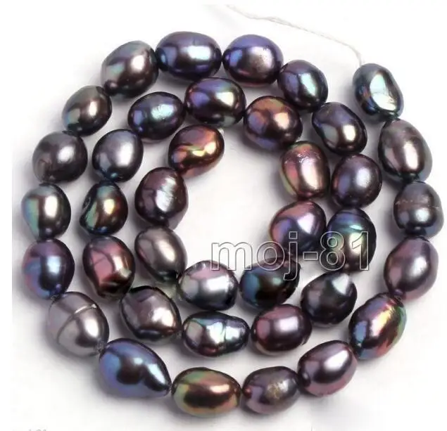 Ювелирные изделия Жемчужное ожерелье подлинный 9-10 мм натуральный черный