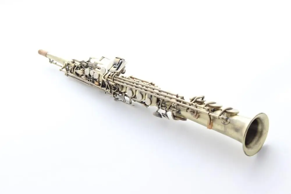 Beste Nieuwe Custom Serie Merkloze Rechte Pijp Sopraan B (B) Saxofoon Parel Knoppen Messing Antieke Koperen Sax Muziekinstrumenten