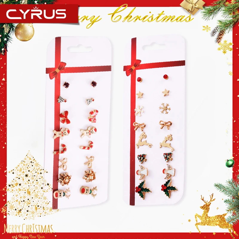 8 пар в комплекте рождественские серьги гвоздики для женщин мужчин снег лось бант