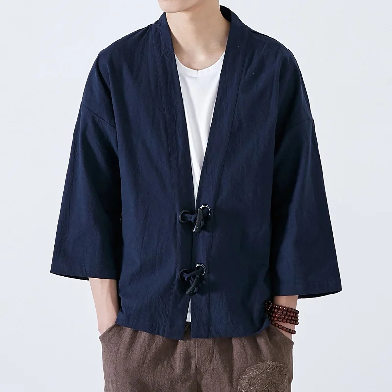 Мужская футболка в китайском стиле кунг фу традиционная китайская льняная