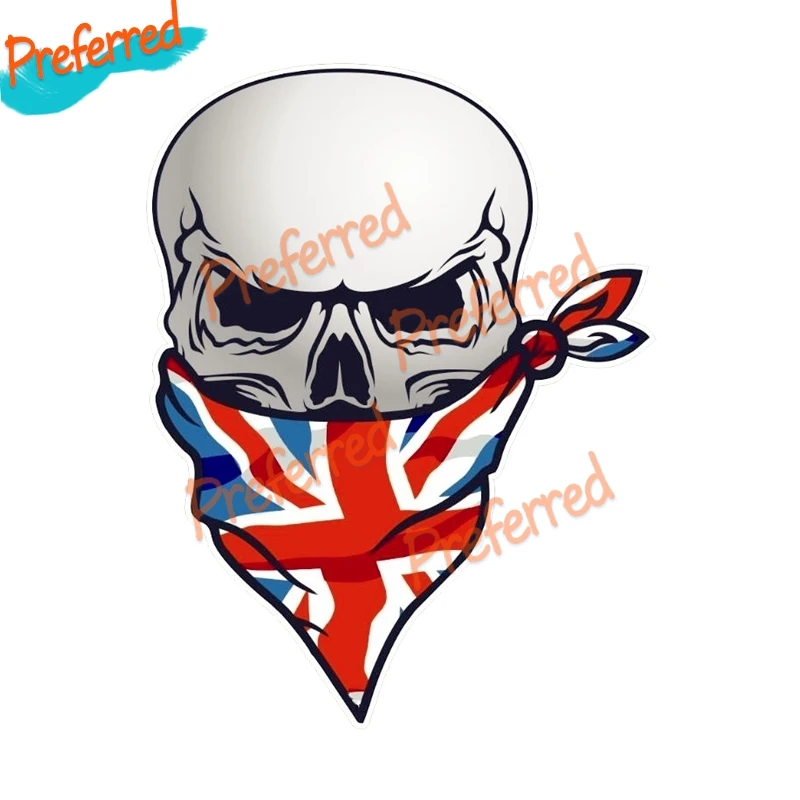 

GOTHIC BIKER Pirate SKULL with Face Bandana&Union Jack British Flag Decal Motocross Racing Laptop Helmet Trunk Wall Car Sticker