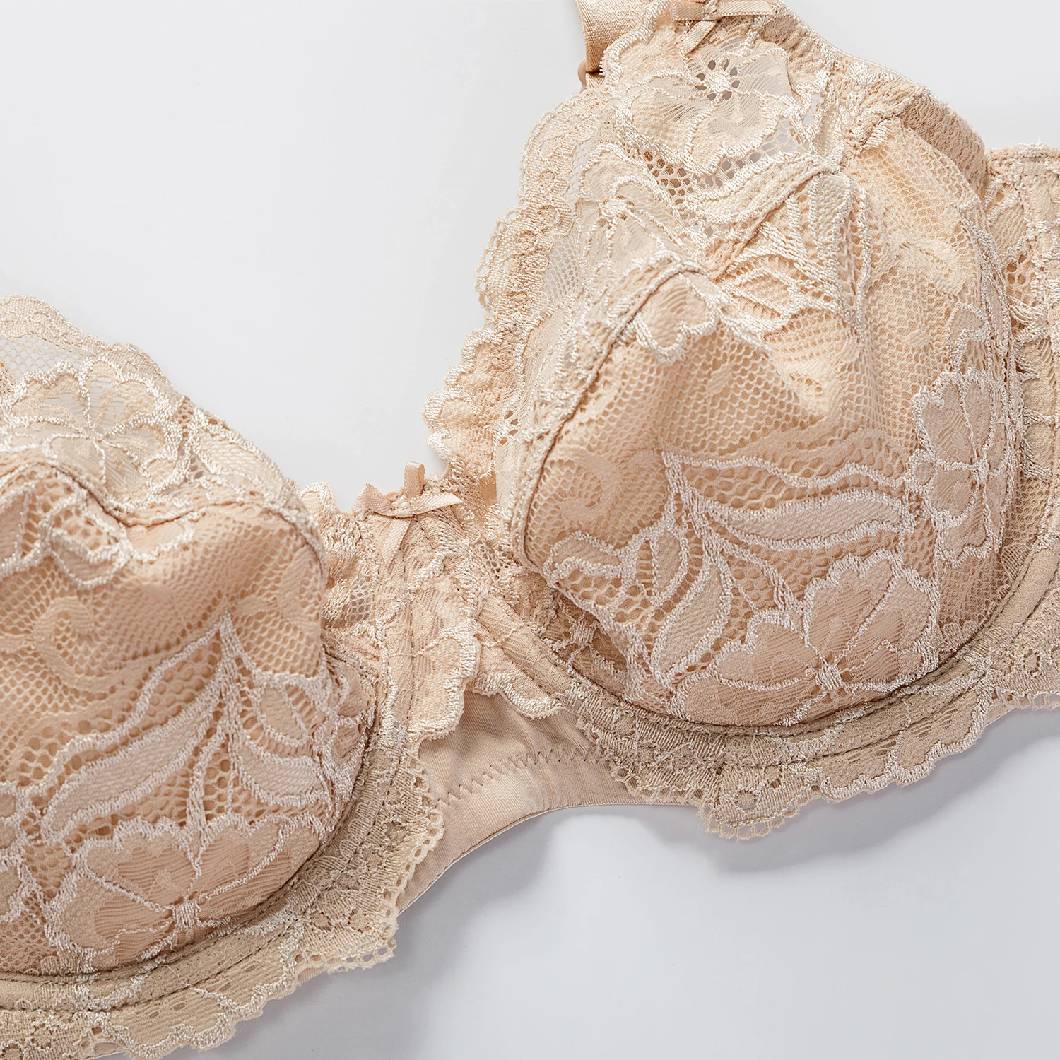 Women's Full Coverage Non padded Underwired Embroidery Floral Lace Bra Plus Size Sexy Lingerie B C D DD E F G H