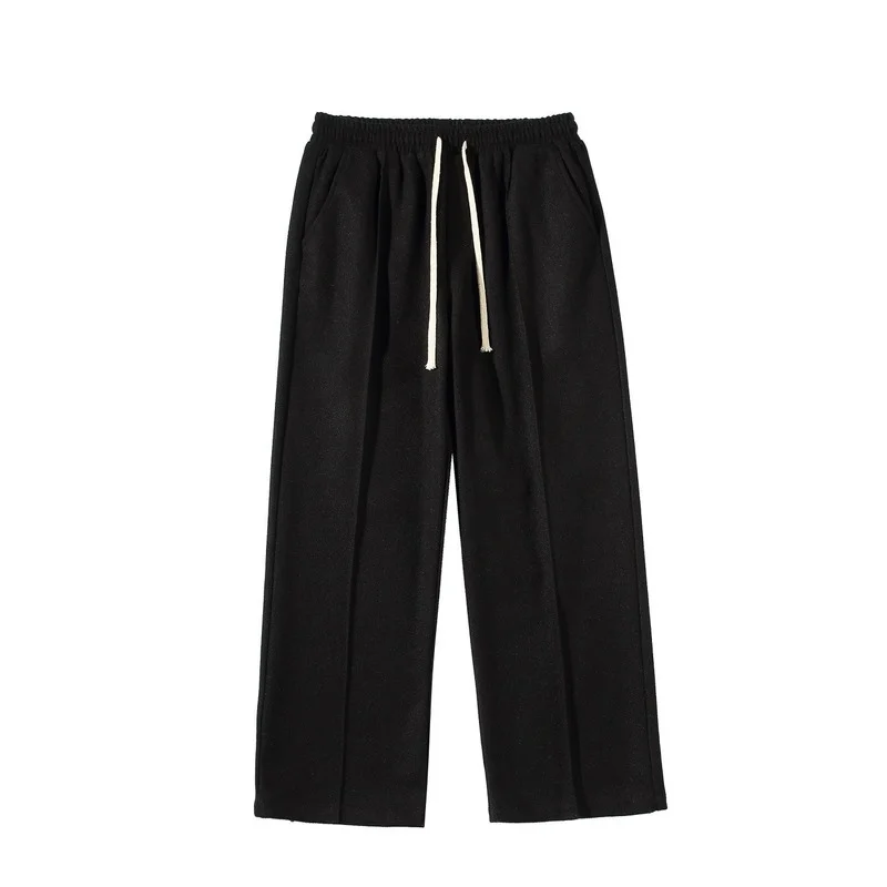 

Winter Thick Woolen Pants Men's Fashion Casual Wide-leg Pants Men Streetwear Loose Korean Style Straight Trousers Mens M-5XL