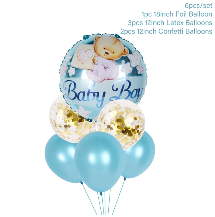 baby boy set QIFU Oh для маленьких мальчиков вечерние украшения детский душ воздушные Шары Баннер для маленьких девочек подарки на крещение принадлежности - Цвет: baby boy set