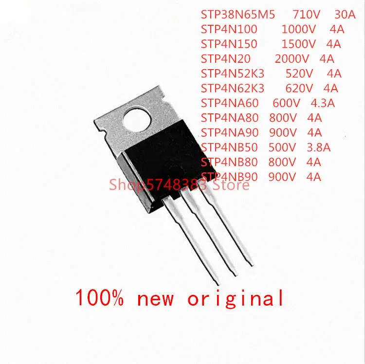10 шт./лот STP38N65M5 STP4N100 STP4N150 STP4N20 STP4N52K3 STP4N62K3 STP4NA60 STP4NA80 STP4NA90 STP4NB50 STP4NB80 STP4NB90 TO-220