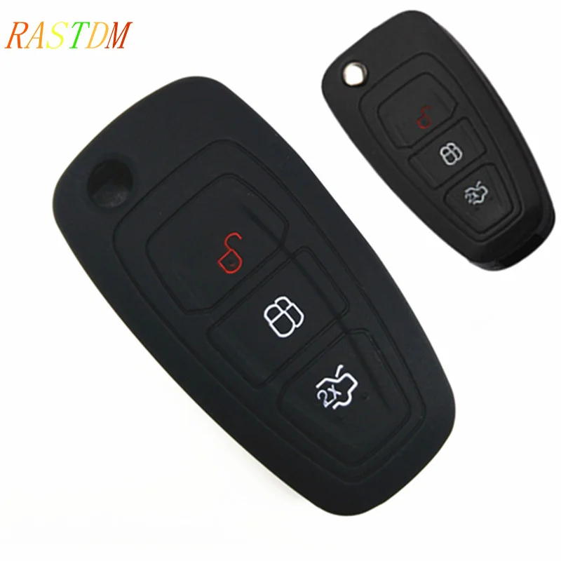 

1 Silicone car smart key cover remote bag fit for Ford Focus 3 MK3 ST RS Ecosport kuga escape New fiesta , 3 Buttons smart key
