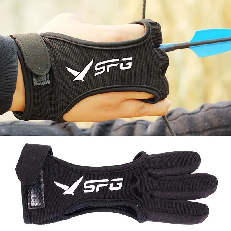 Перчатки для стрельбы из лука с 3 пальцами черные высокоэластичные защитные