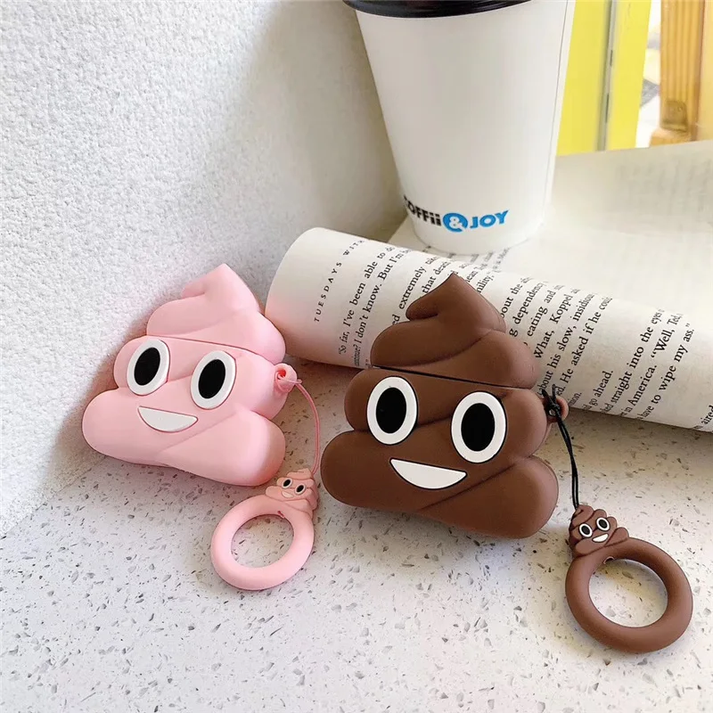 3D Case for AirPods Cartoon Earphone Airpods 2 Cute Accessories Protect Cover with Ring Strap Stool Design | Электроника