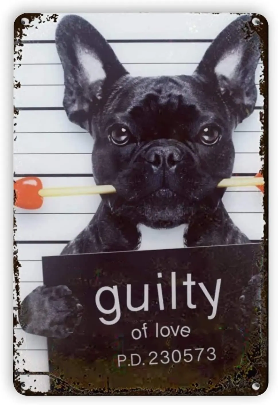 

Woollywonder Knits Guilty French Bulldog Metal Sign Retro Wall Decor Wall Art Decoration Plaque for Home Kitchen Bar Cafe Door