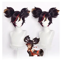 genshin impact cosplay xinyan wig cosplay costume brown gradient heat resistant synthetic hair anime wigs
