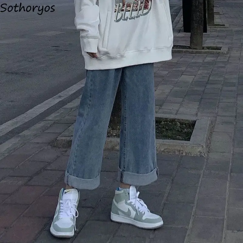 Женские джинсы винтажные широкие брюки повседневные свободные универсальные