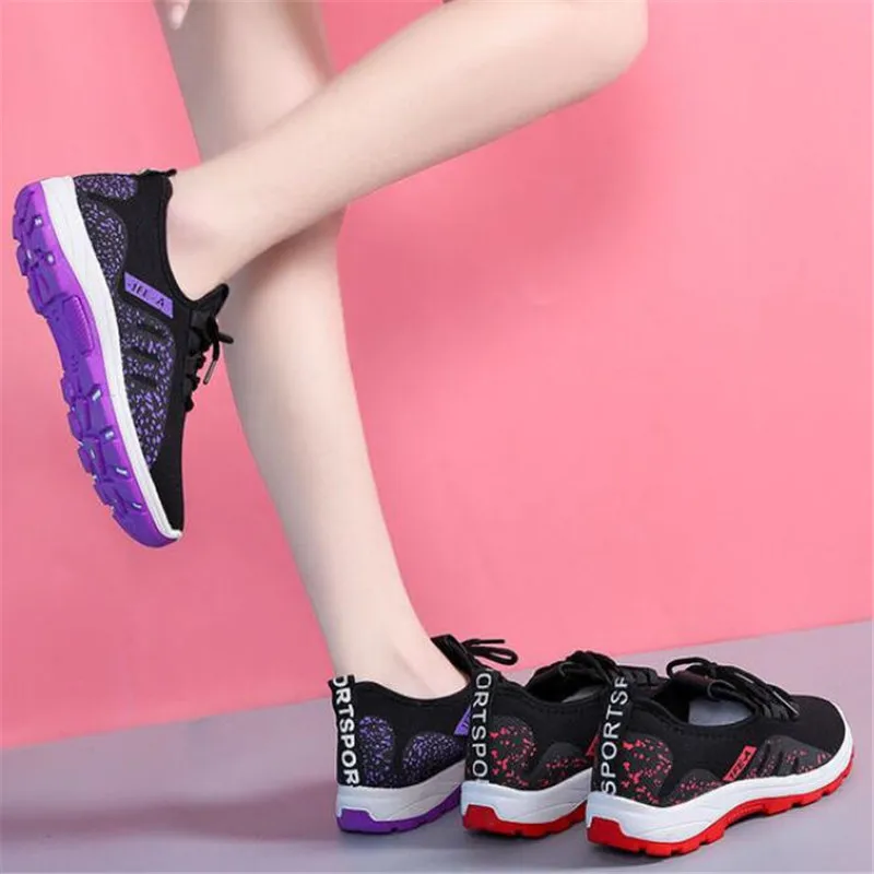 

DIWEINI 2019 Spring New Women casual shoes fashion breathable lightweight Walking mesh lace up flat shoes sneakers women D02
