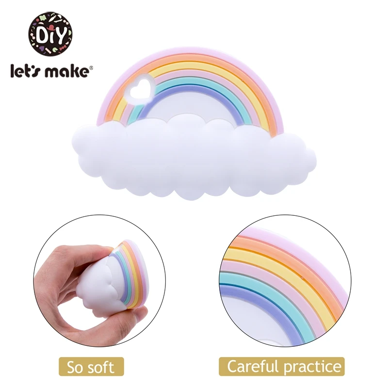 Let's Make 5pc Rainbow Silicone Teethers Cartoon Shape BPA Free Tint Rod Food Grade Baby Teething Toys Patent | Мать и ребенок