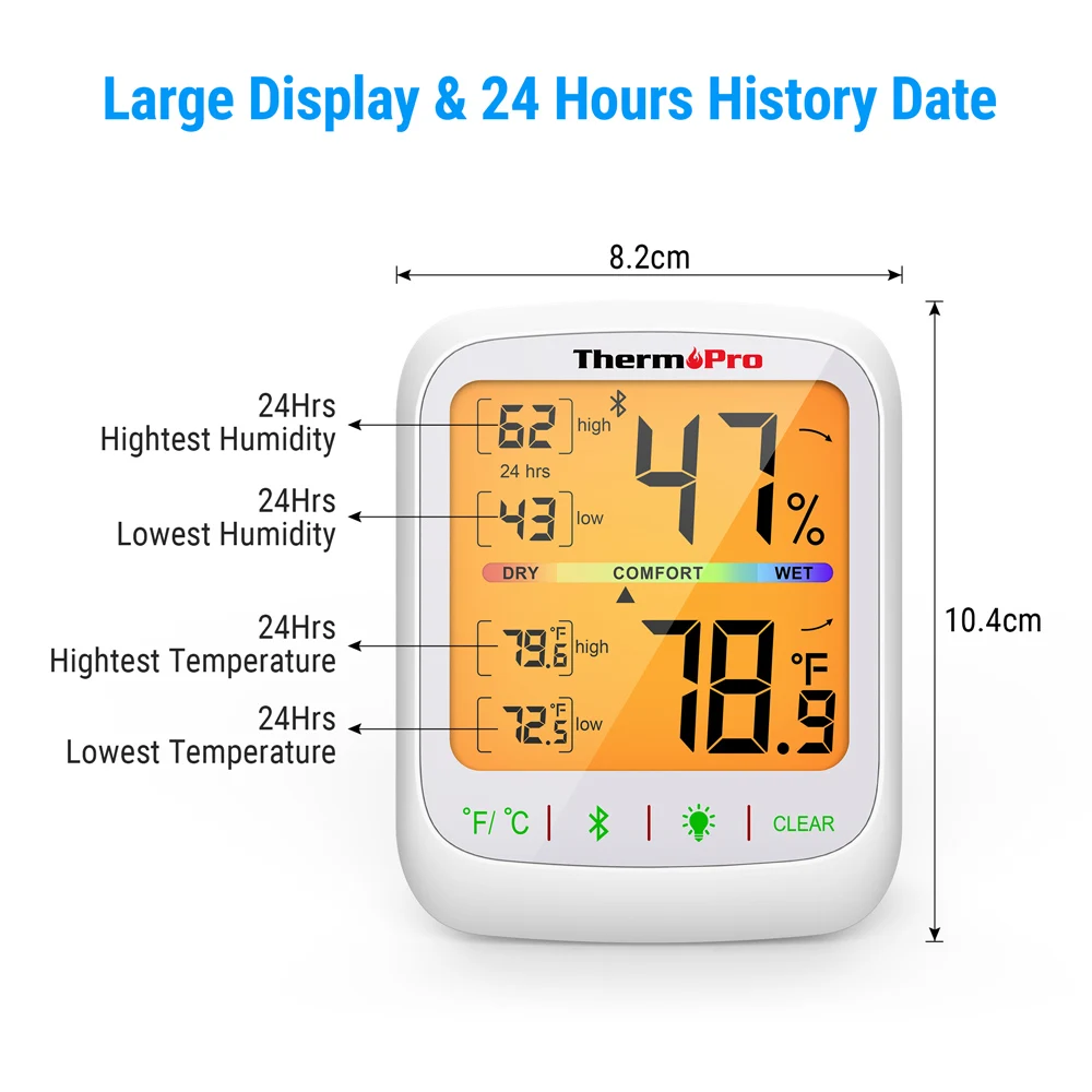 Термометр-Гигрометр ThermoPro TP359 цифровой 80 м | Дом и сад