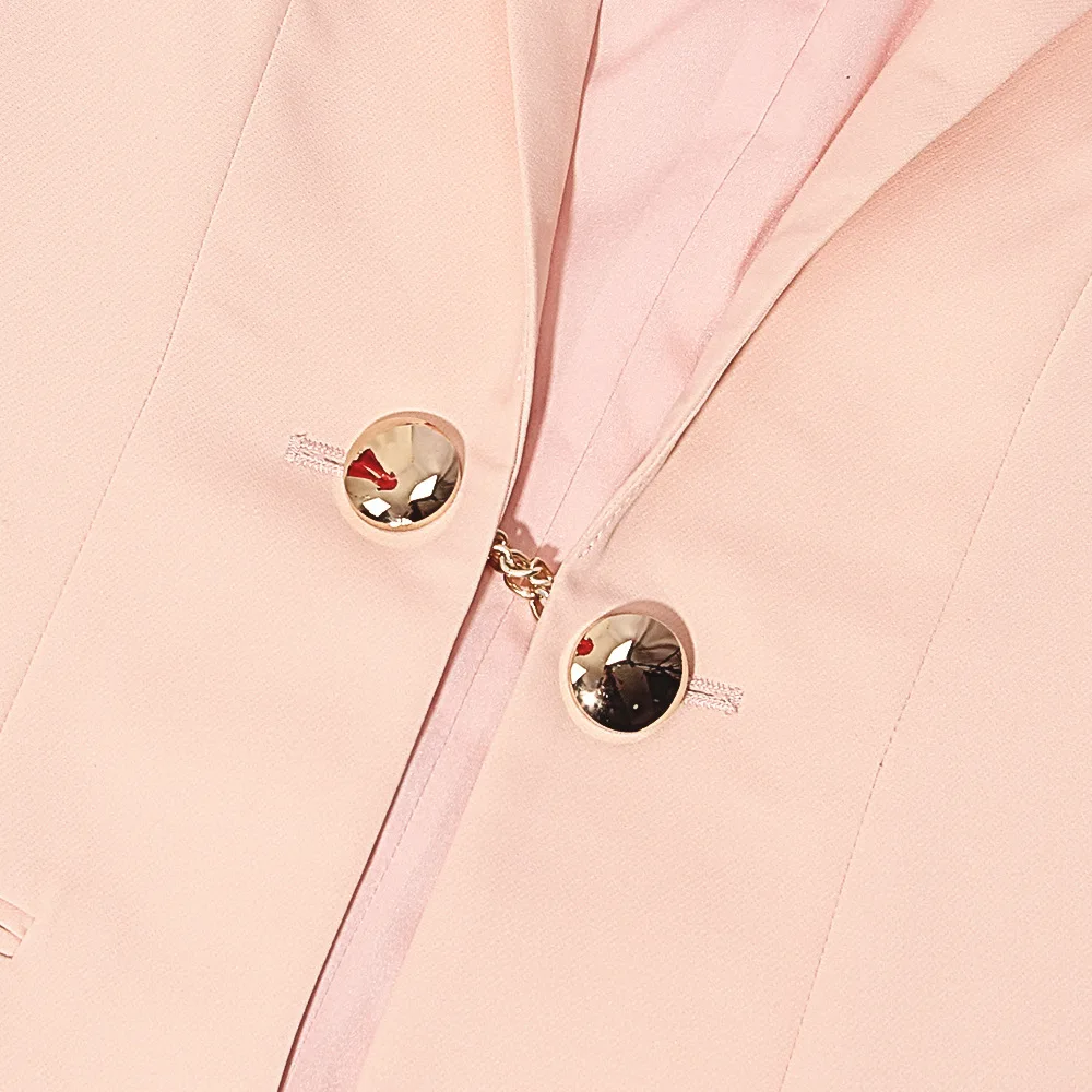 Pink Women Elegant Blazers Set 2023 New Mid Length Single Button Blazer Elastic Waist Shorts Office Blazer Short Suits Vintage