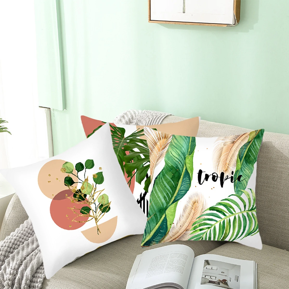 

45x45cm Summer Tropical Pillowcase Rainfore Ststyle Plant Pillowcases Cushion Cover Decorative Pillow Sofa Hawaii Pillowcase