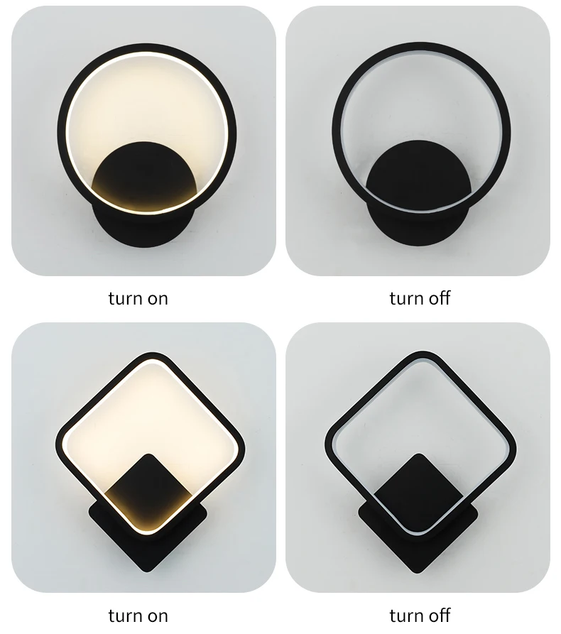 

PADN LED Modern Wall Lamp Nordic Round Square Simplicity Sconces Light For Bedroom Study Living Room Bathroom Ring Lamp Fixture