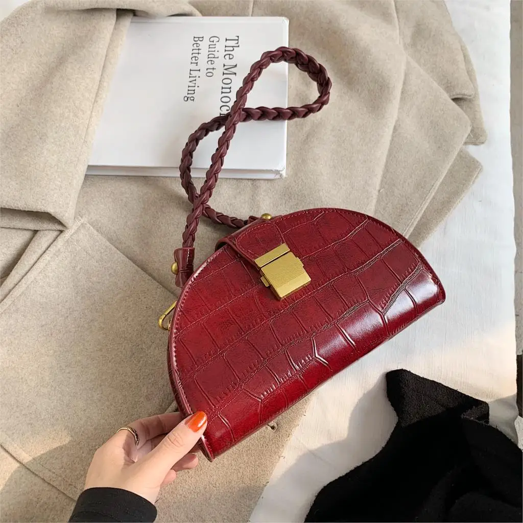 

Crocodile pattern Small Saddle bag New High quality PU Leather Women's Designer Handbag Vintage Shoulder Messenger Bag
