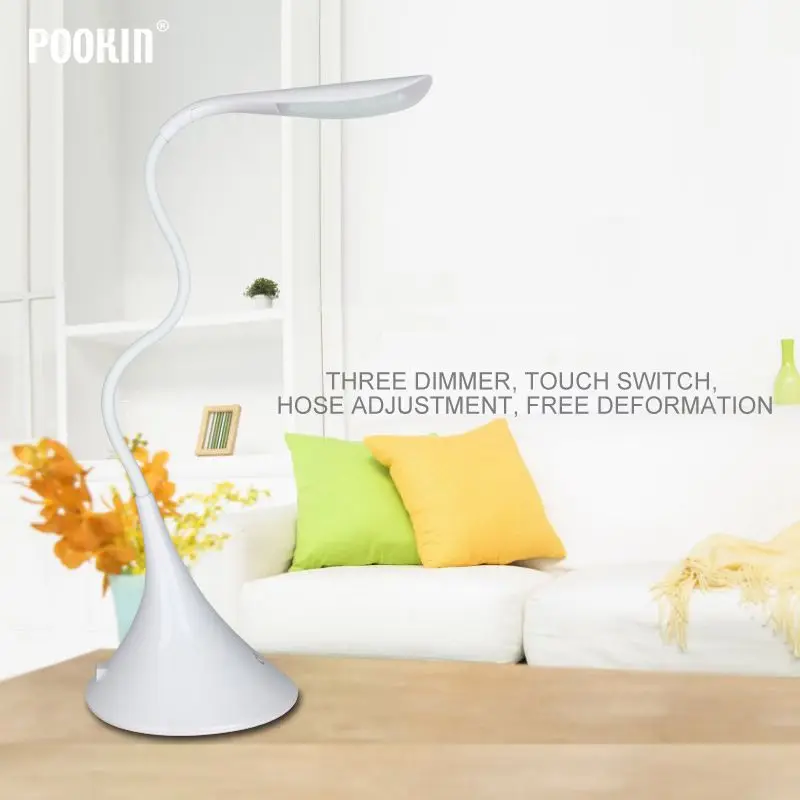 Светодиодная USB перезаряжаемая портативная настольная лампа Гибкая 3 уровневая