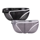 Трусы-брифы мужские однотонные, дышащие пикантные трусы с поясом, с заниженной талией, с пуговицами, летние