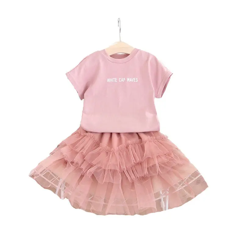 Костюм для девочек Новинка лета 2021 модная детская блузка с коротким рукавом и
