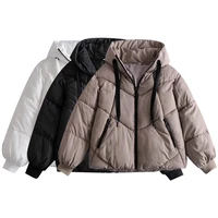uniqyb za fashion womens winter jacket simple pocket zipper padded jackets thick warm parkas coat long sleeve hooded outerwear