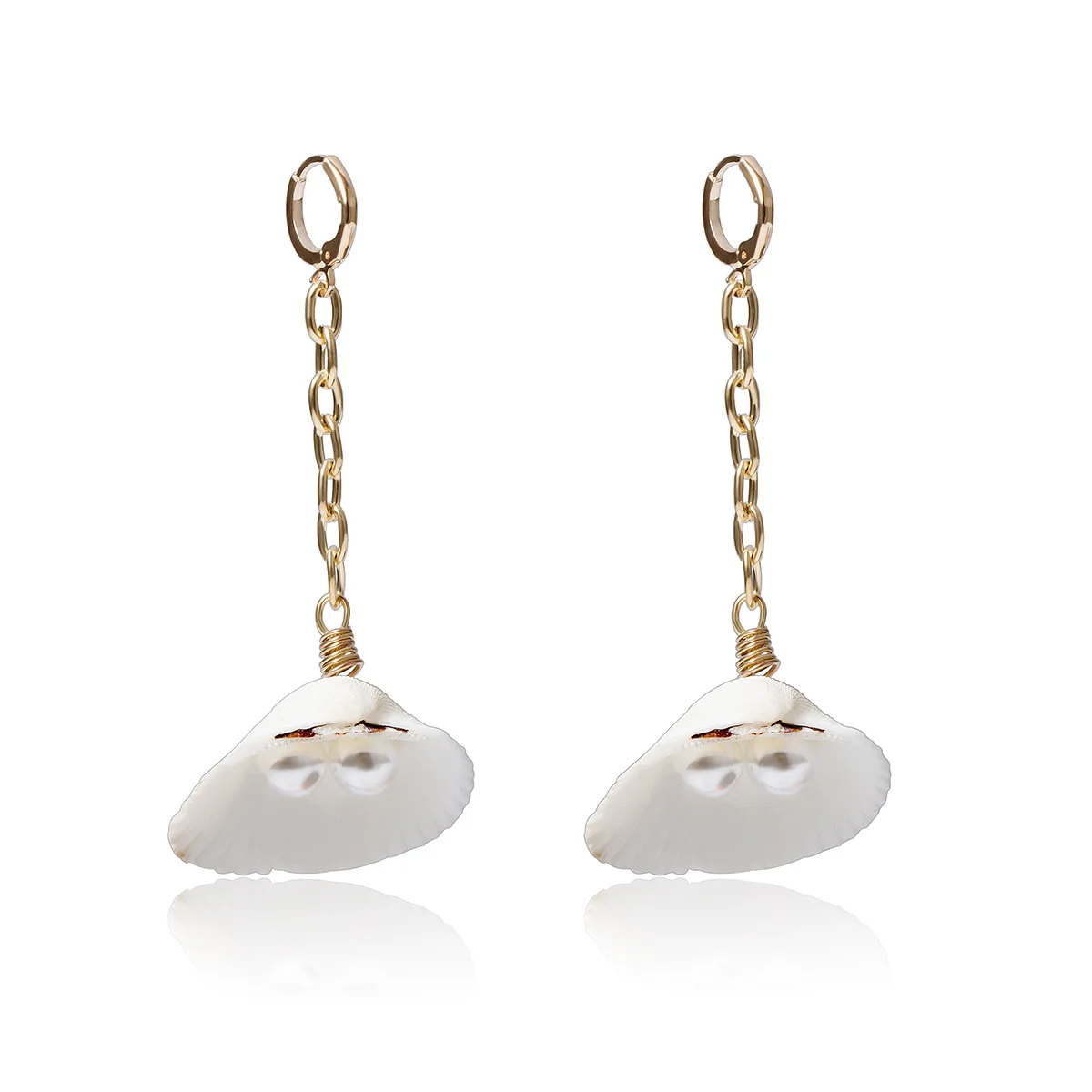 Marine Pearl Shell Geometric Earrings for Women Girls Wholesale Heart-shaped Creative Temperament Female Accessories | Украшения и