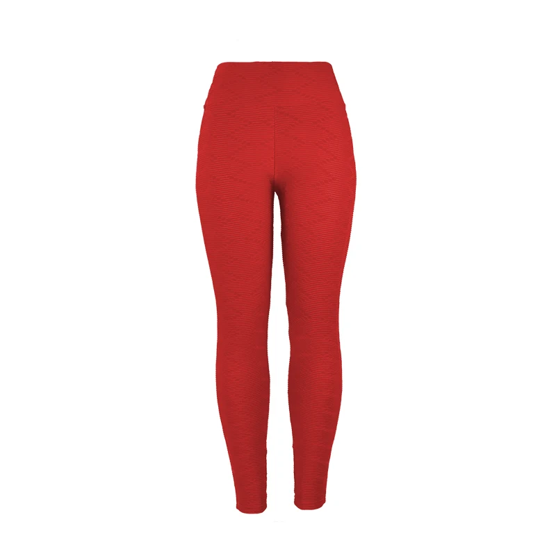 red Спортивные Леггинсы для фитнеса, подтяжки, ягодицы, с рюшами, высокая талия, штаны для тренировок, йоги, дышащие штаны для бега, тянущиеся, пуш-ап, контроль живота - Цвет: red