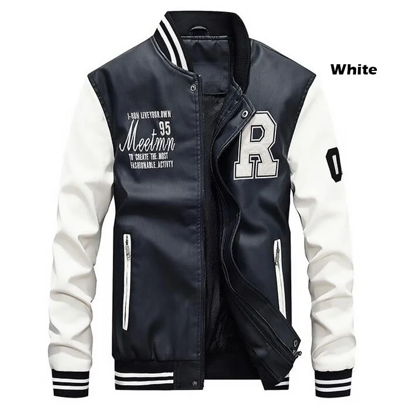 

Ybaby Men's Baseball Jacket embroidered leather coat slim fit college pilot jacket men's stand collar coat mens clothing