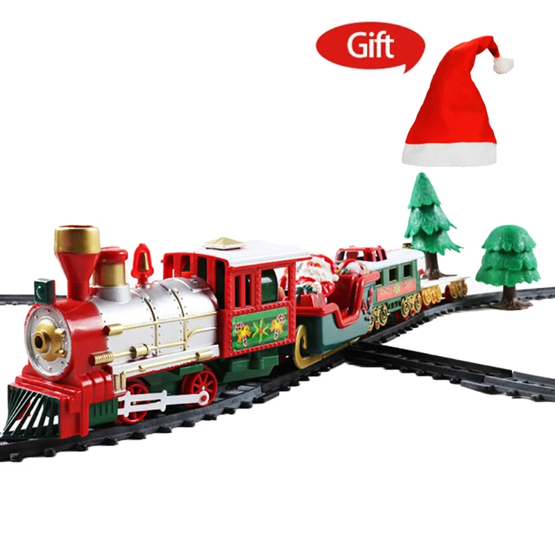 

По индивидуальному заказу, Рождественская тема электрический вагон игрушечный Паровозик-конструктор детский электрический набор железно...