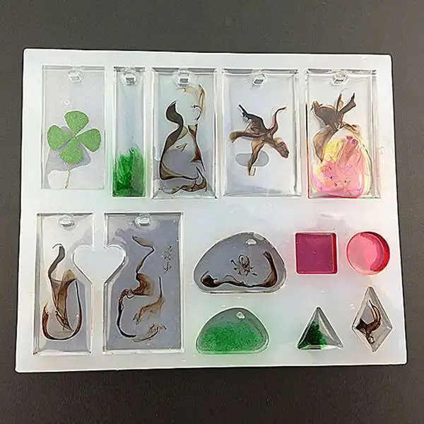 

2 Pack Resin Casting Molds, Silicone Resin Jewelry Molds Making with Hanging Hole for DIY Jewelry Craft Making